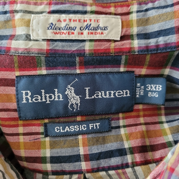 Ralph Lauren Bleeding Madras Plaid Men's Button Down Shirt 3XB - Picture 6 of 7